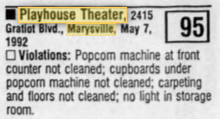 Village Green Theater (Playhouse Theaters) - 1992 Inspection